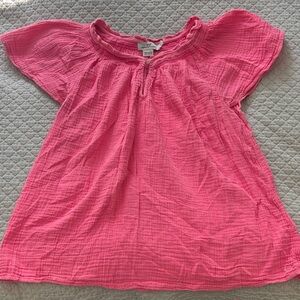 Vineyard Vines Women’s Bright Pink Gauze Flutter Sleeve Top Size L